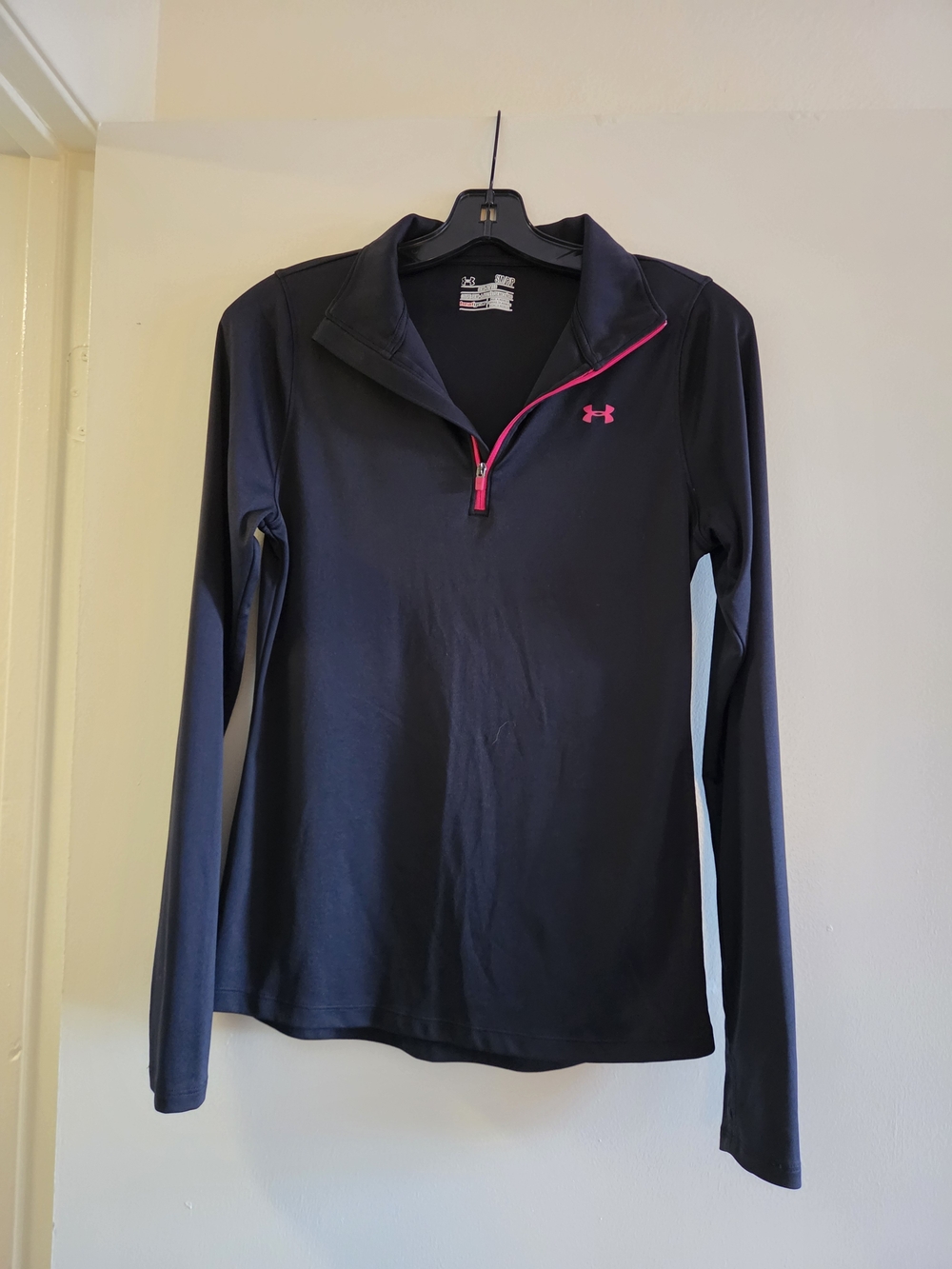 Under Armour Black Long-Sleeve 1/4 Zip with Pink Trim